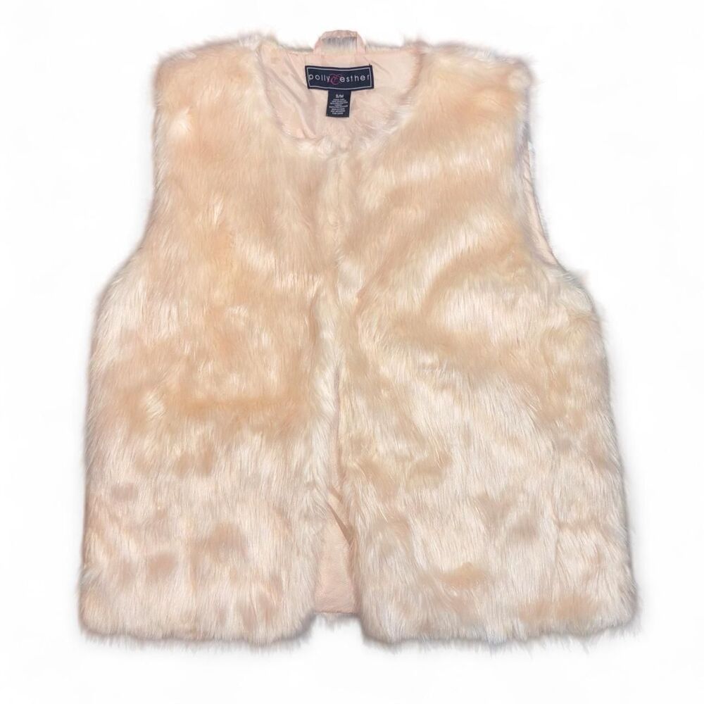Polly-esther Women's Pink and Cream Gilet
